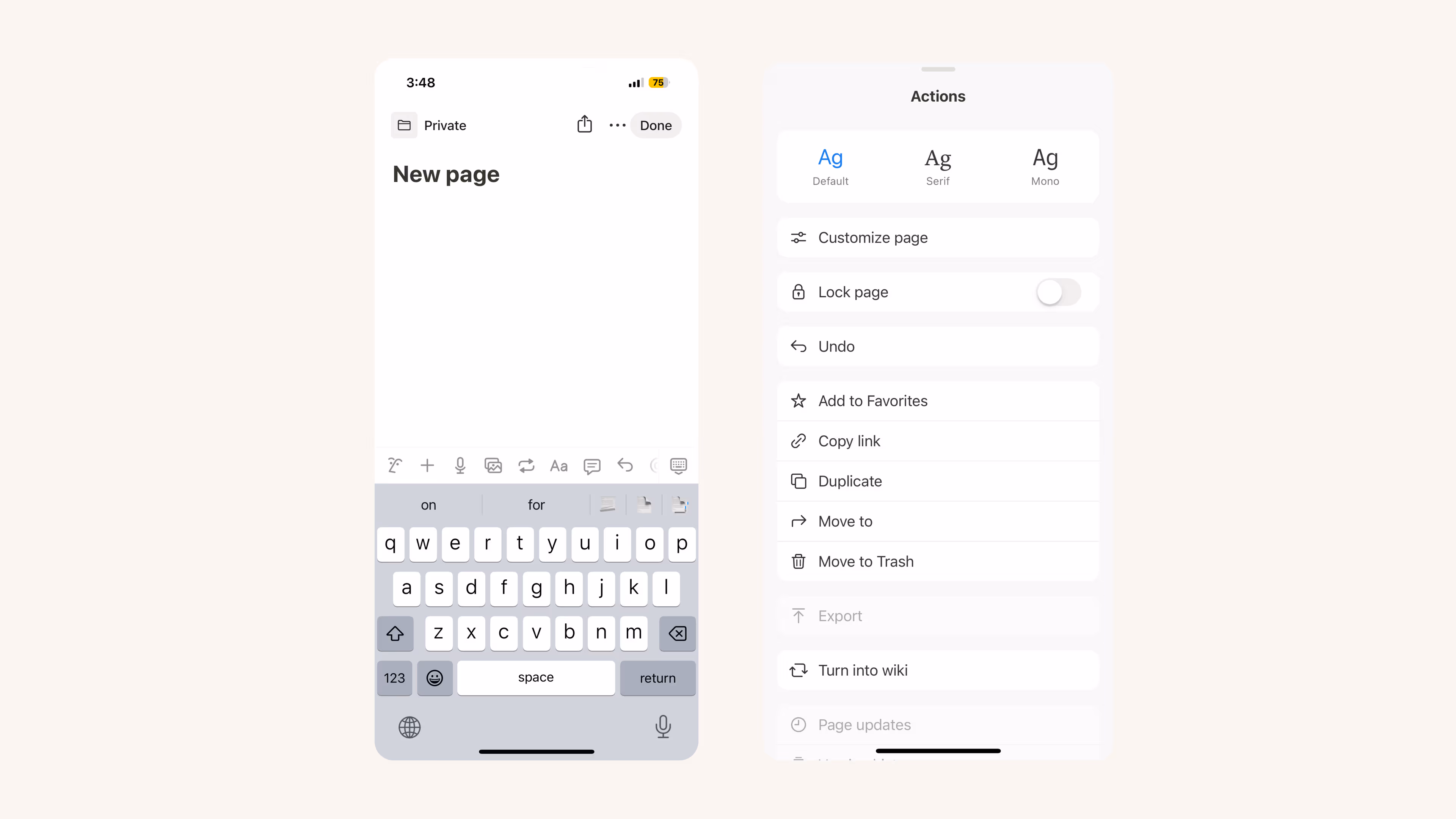 Das •••-Menü auf Mobilgeräten