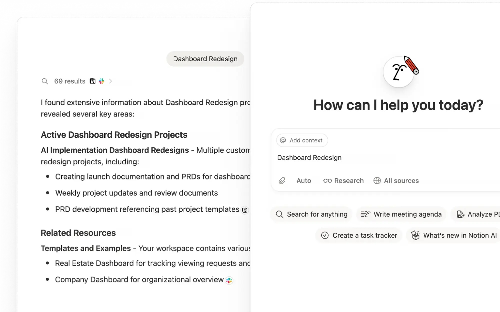 Notion's Enterprise Search function shows how AI integrates into your workspace