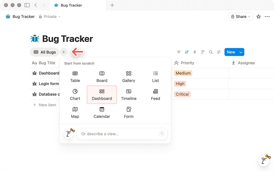 hc: new dashboard view