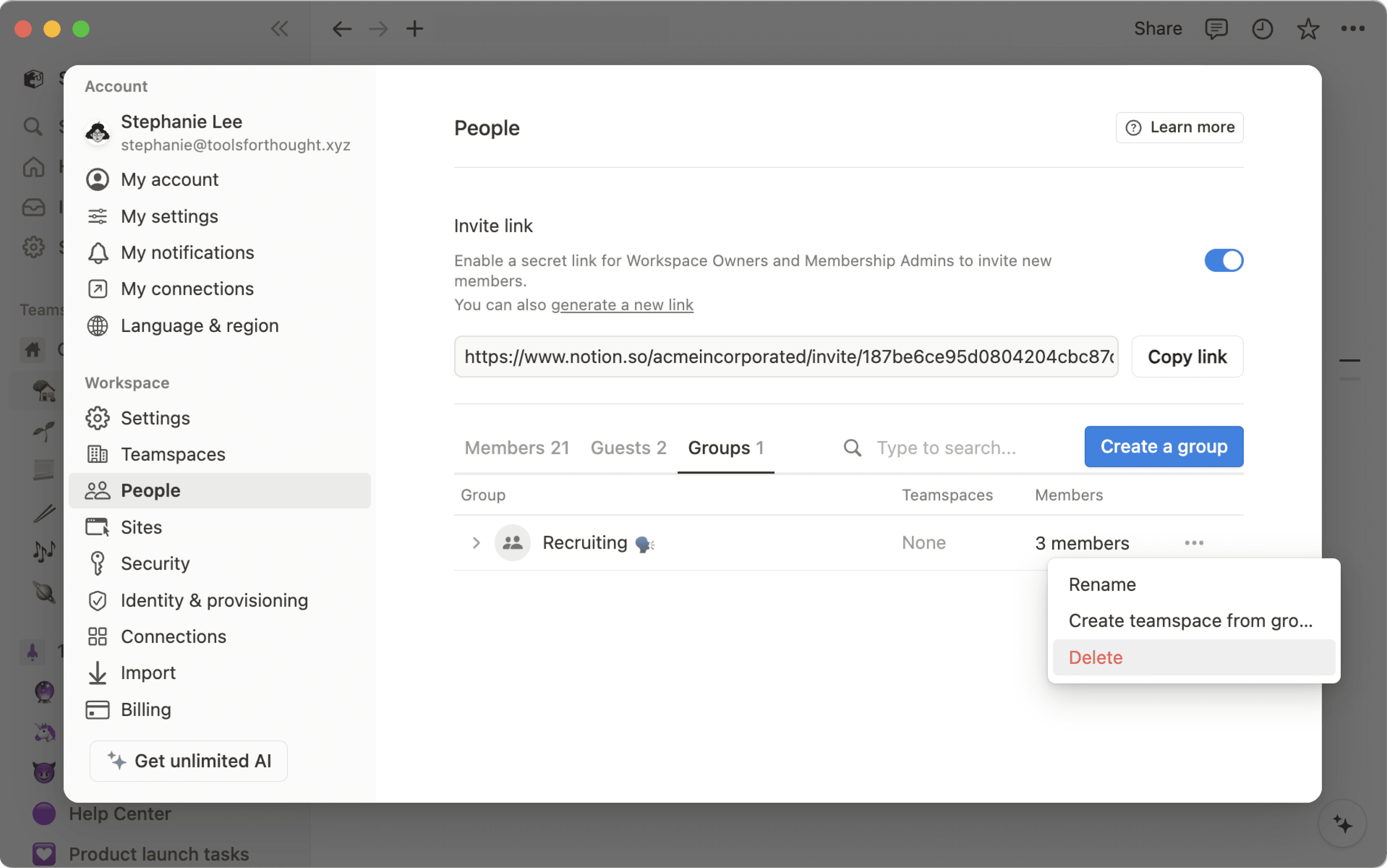 HC: Gruppen verwalten