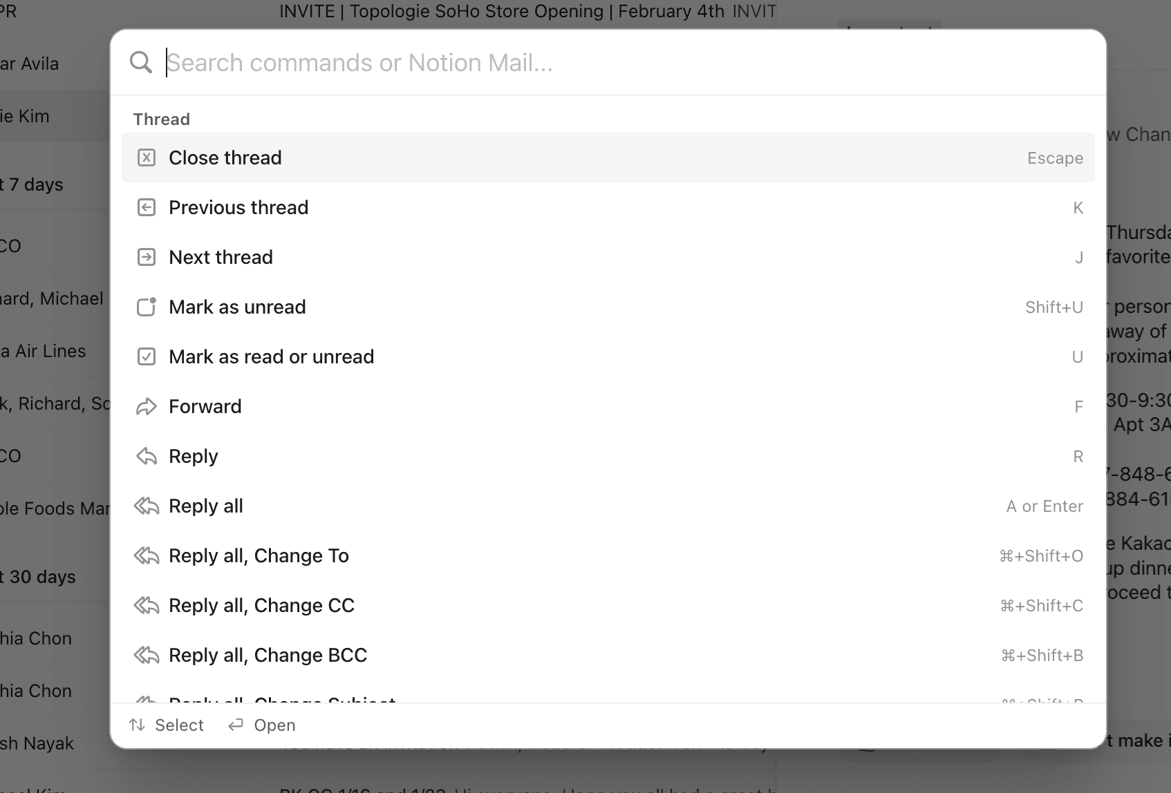 hc: Notion Mail Tastaturkürzel