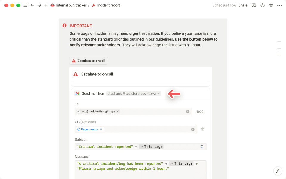 Passe deine Formeln an, um zu steuern, wer Benachrichtigungen erhält und wer den E-Mail-Text erhält.