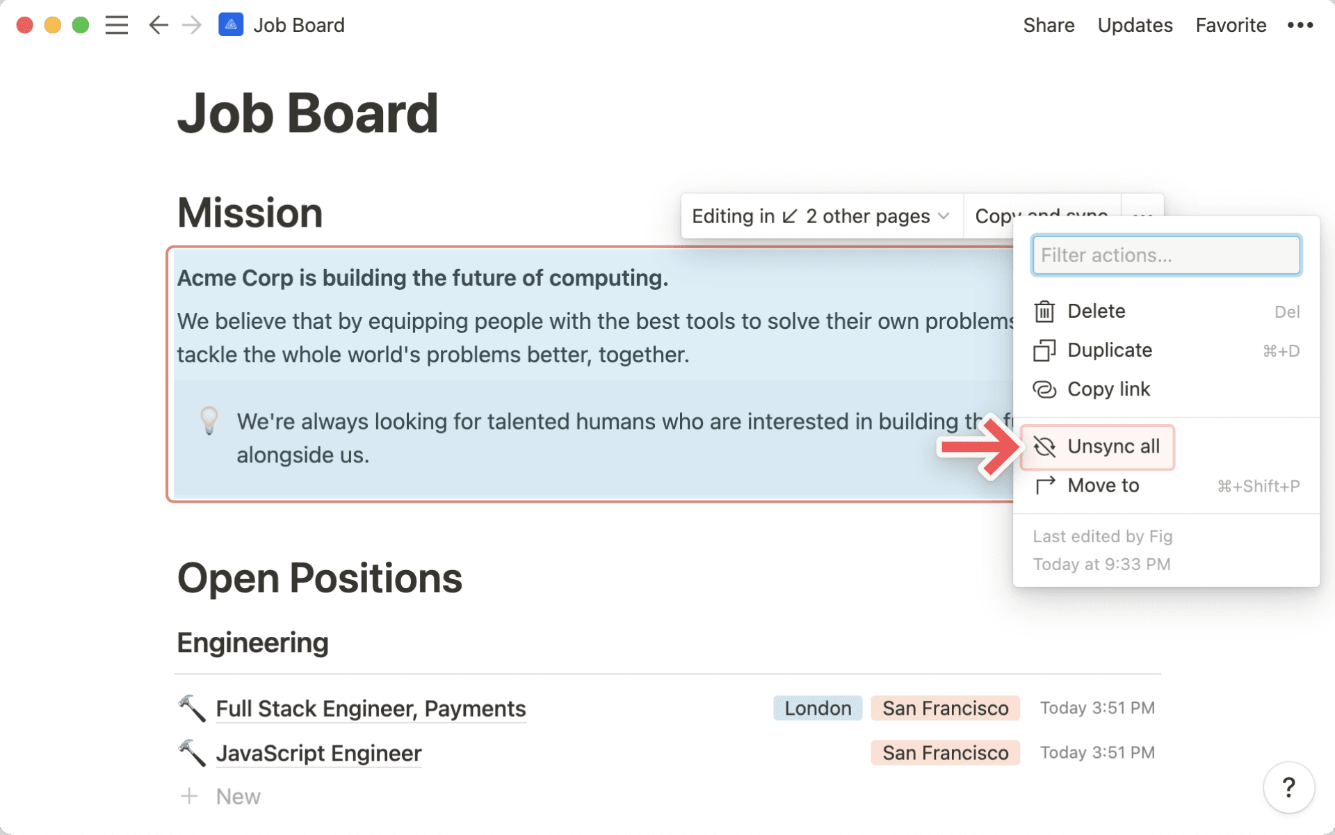 Alle Synchronisierungen aufheben