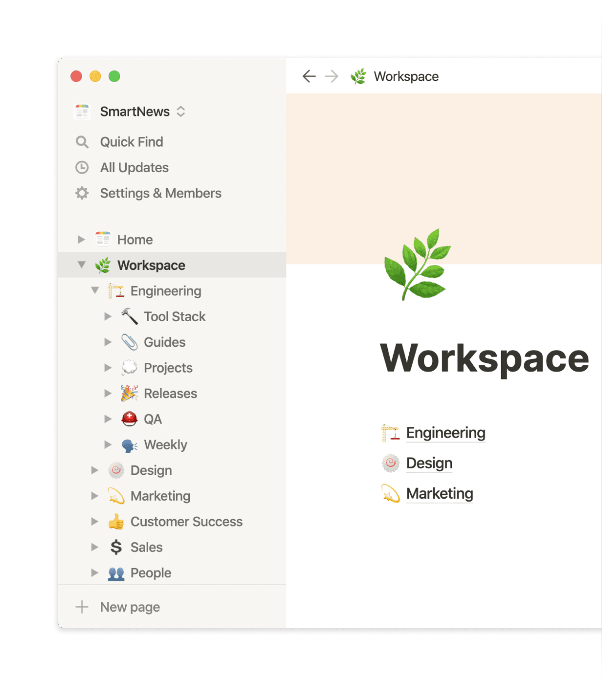 Every department, team, and process has its place with Notion's infinite hierarchy of pages.