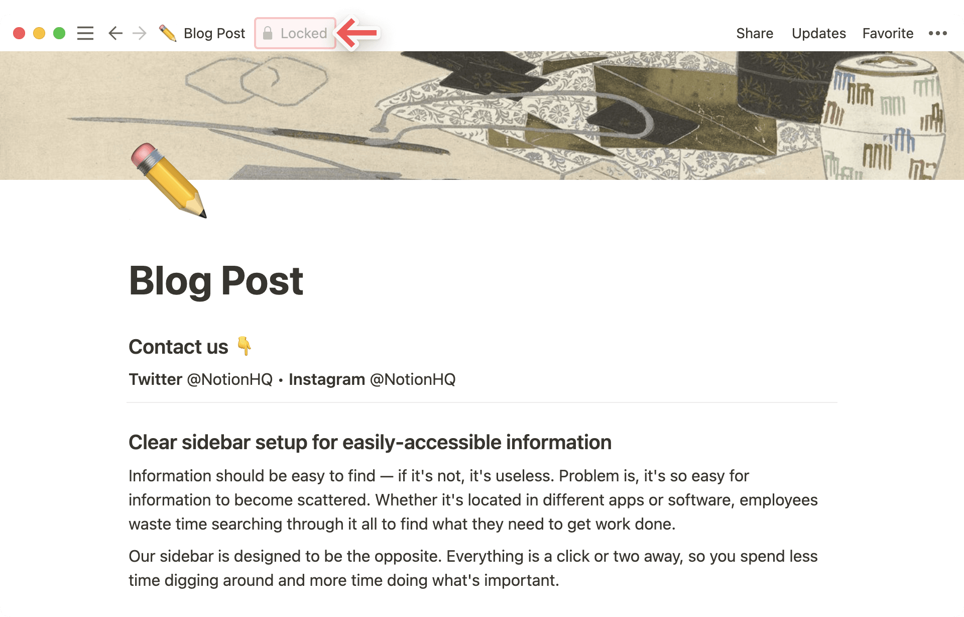 Zusammenarbeit im Workspace – Gesperrte Seiten