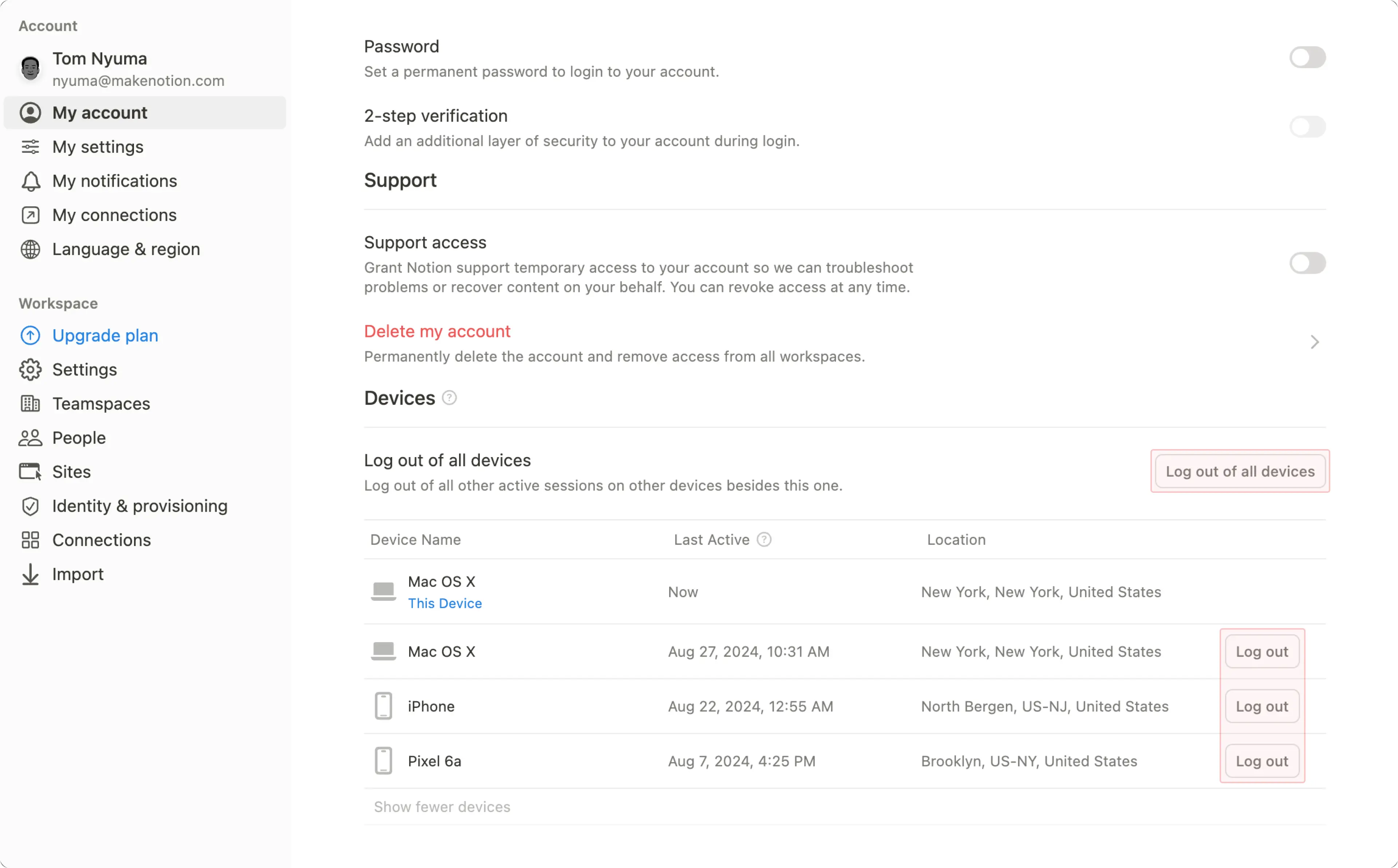 HC: Per Fernzugriff abmelden