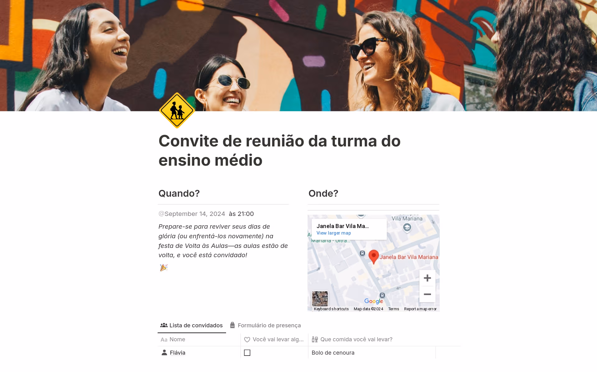 Uma prévia do modelo para Convite com confirmação de presença