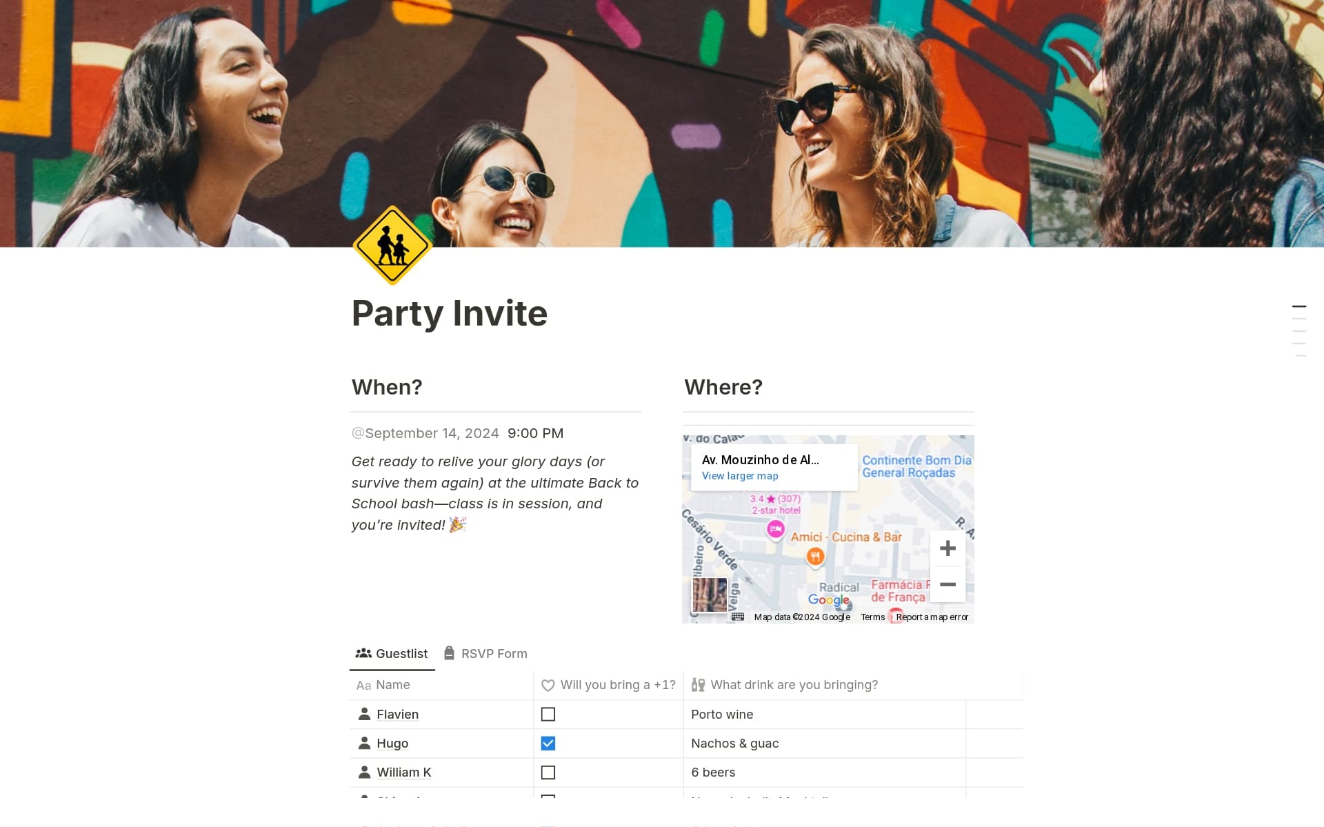 תצוגה מקדימה של תבנית עבור Party invite with RSVP